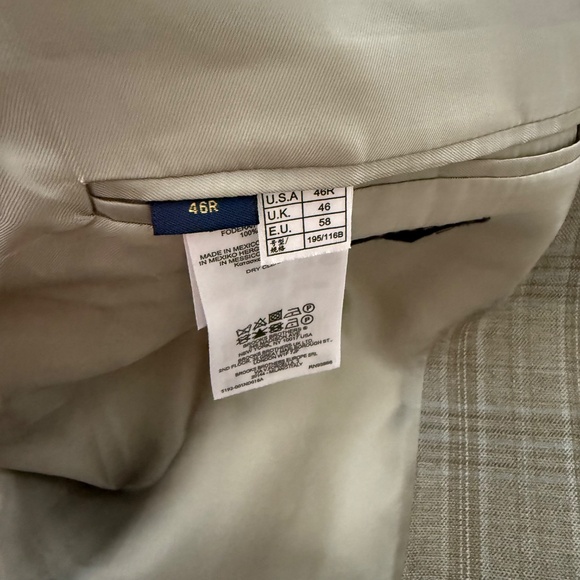 Brooks Brothers Regent Fit Light Beige Plaid 2 Button Blazer Suit Jacket Men 46R - Picture 11 of 13